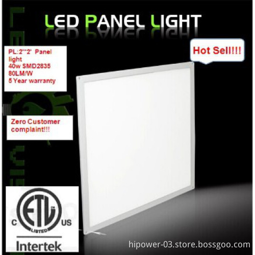 603x603 2\'X2\' 40w 75-80lm/w US ETL approved LED panel China